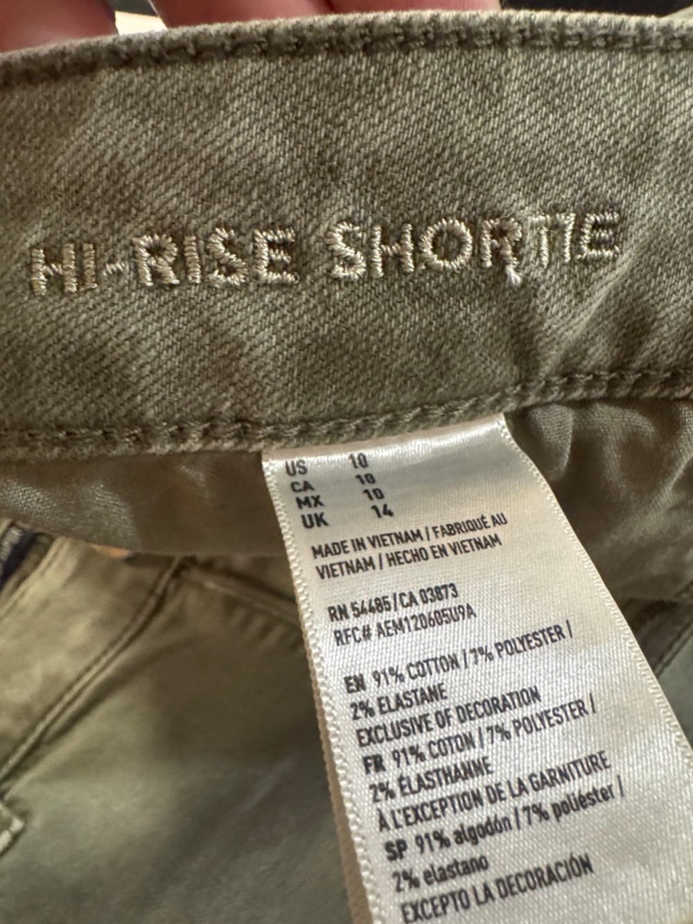 American Eagle Outfitters Olive Green Denim Short Shorts - Picture 3 of 8